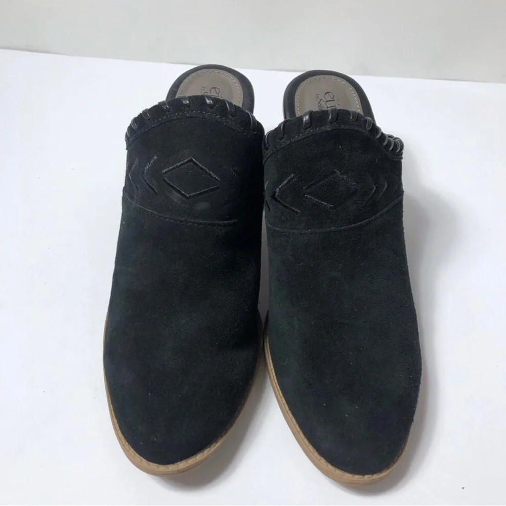 Euro Soft Suede Black Mule Heels. Size 8. - Picture 3 of 7